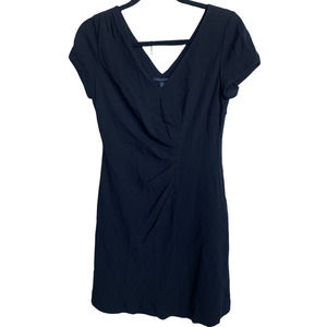 Banana Republic Dress Womens Black Short Cap Sleeve V-Neck 6 Petite 6P NWT
